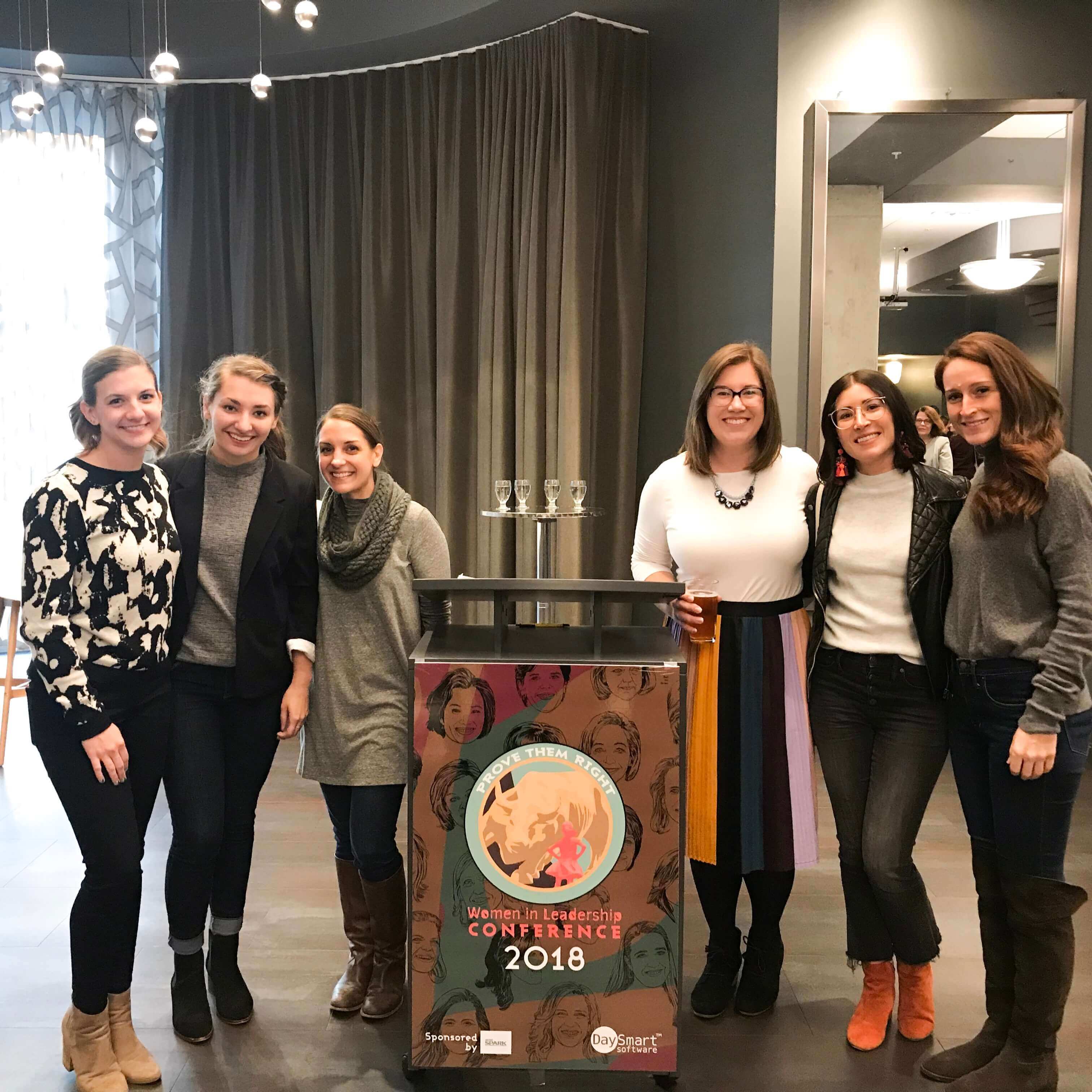 Kristen Violetta, Maria Newton, Andi Nank, Marissa, McIntire, Grace Winkel, and Stephanie Lucido at the Women in Leadership Conference 2018